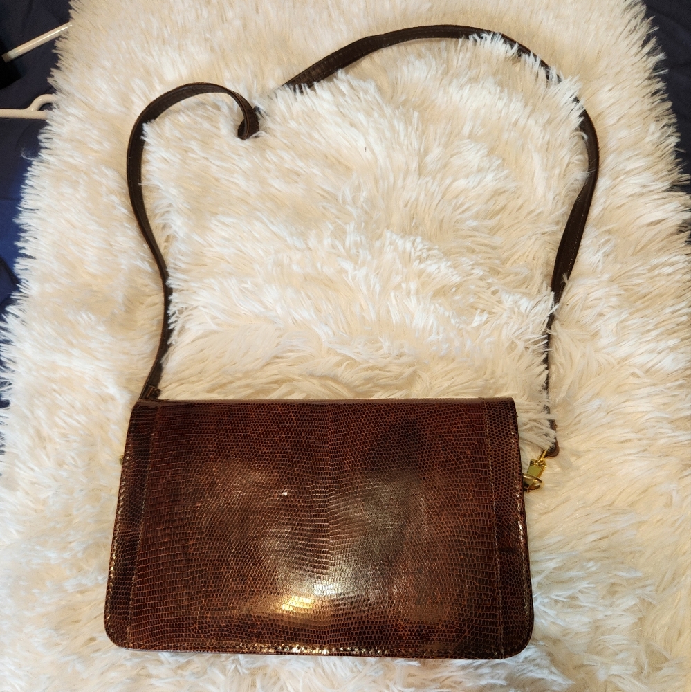 Brown Luzard Crossbody Bag